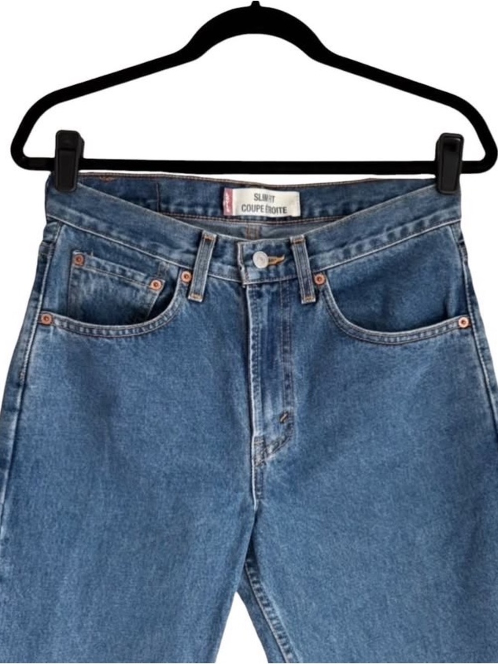 Made In Canada Vintage Levi's High-Rise Slim Fit Mom Jeans Blue Wash 90s Y2K Dad
